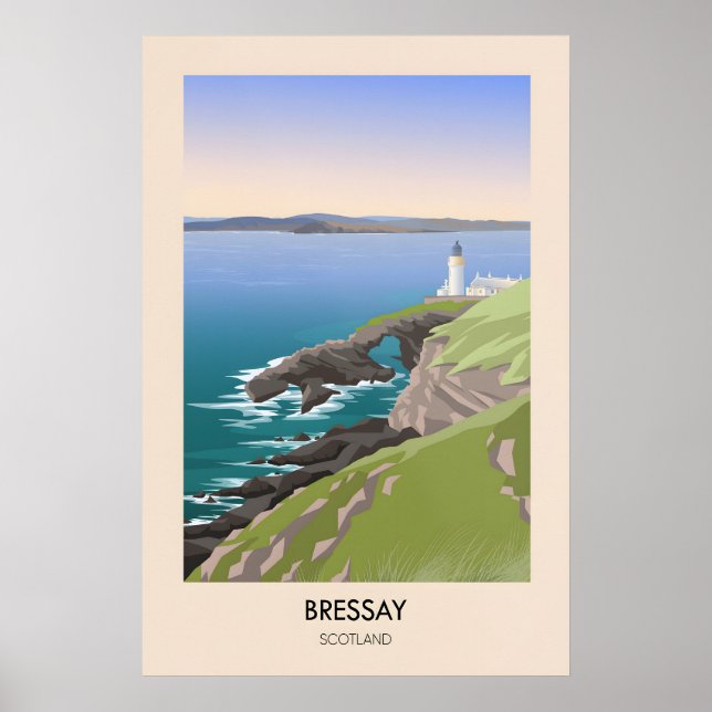 Póster Cartel de viaje de Bressay Escocia (Frente)