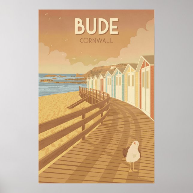 Póster Cartel de viaje de Bude Cornwall (Frente)