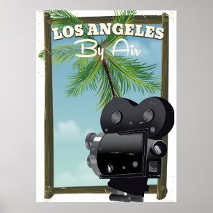 Póster Cartel de viaje de cámara de cine de Los Ángeles