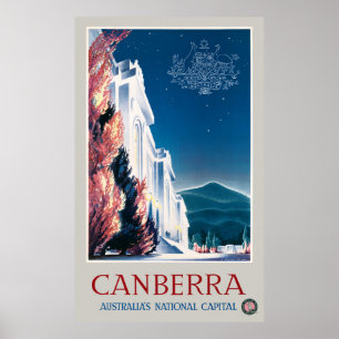 Póster Cartel de viaje de Canberra Australia Vintage 1940