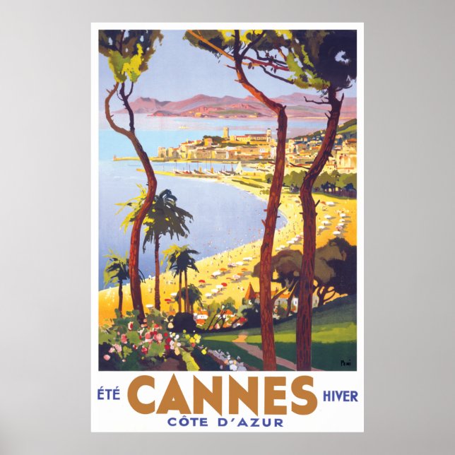 Póster Cartel de viaje de Cannes (Frente)