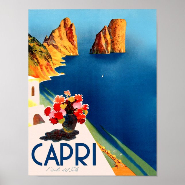 Póster Cartel de viaje de Capri, Italia (Frente)