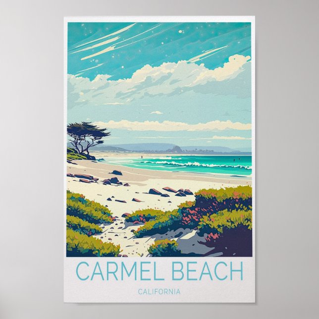 Póster Cartel de viaje de Carmel Beach California (Frente)