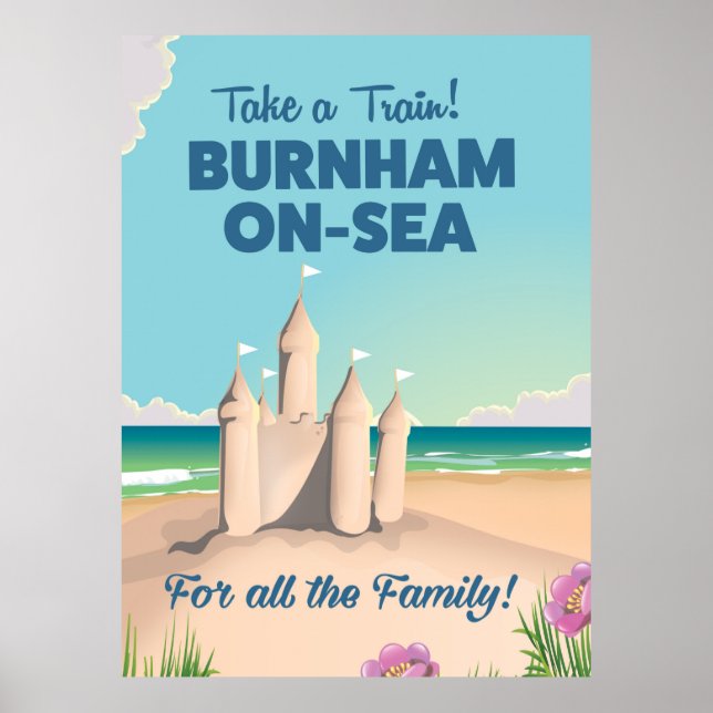 Póster Cartel de viaje de castillo de arena de BURNHAM-ON (Frente)