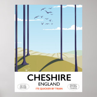 Póster Cartel de viaje de Cheshire, Inglaterra
