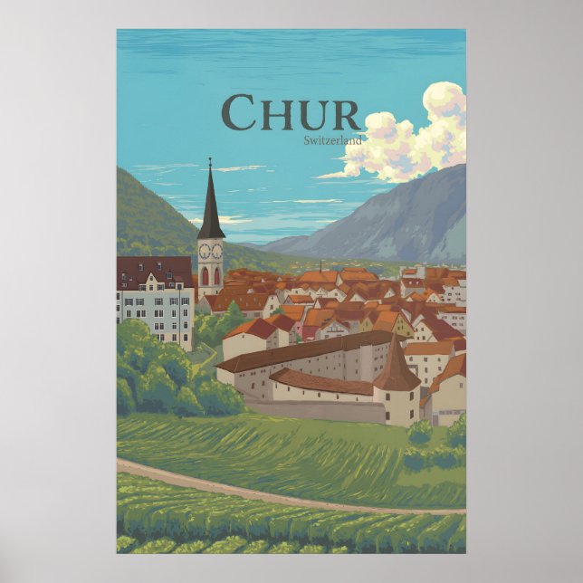 Póster Cartel de viaje de Chur Suiza (Frente)
