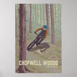 Póster Cartel de viaje de ciclismo de montaña de Chopwell