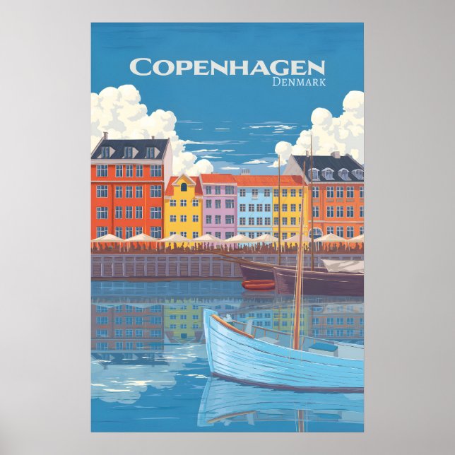 Póster Cartel de viaje de Copenhague Dinamarca (Frente)