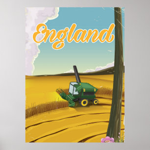 Póster cartel de viaje de cosechadora de Inglaterra