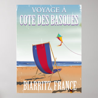 Póster Cartel de viaje de Cote des Basques France