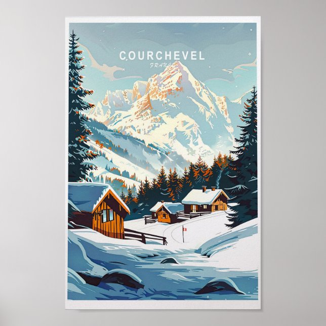Póster Cartel de viaje de Courchevel Francia Courchevel T (Frente)