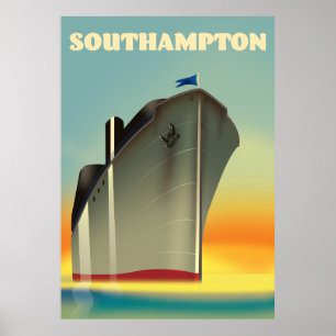 Póster cartel de viaje de cruceros de Southampton
