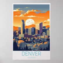 Cartel de viaje de Denver Colorado Denver