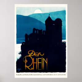 Póster Cartel de viaje de Der Rhein Alemania de 1930