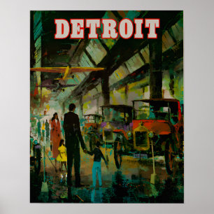 Póster Cartel de viaje de Detroit