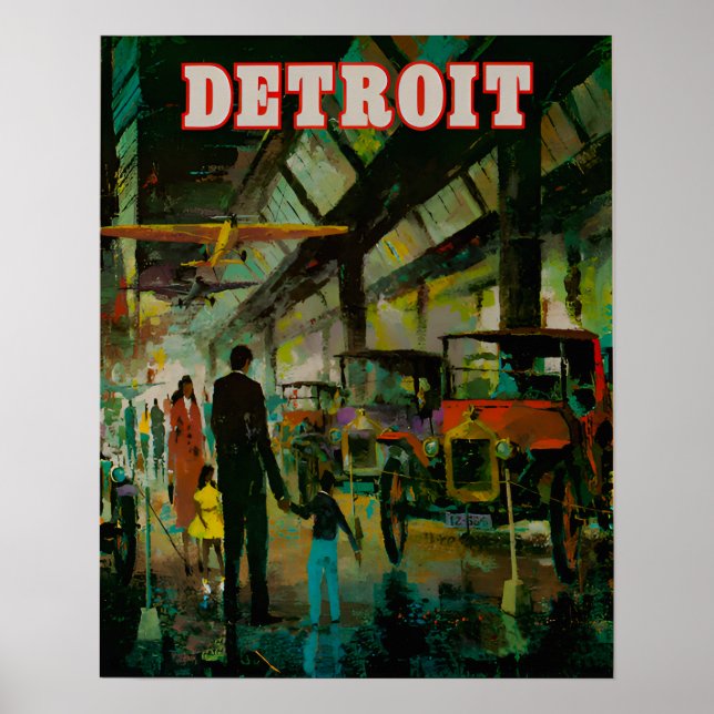 Póster Cartel de viaje de Detroit (Frente)