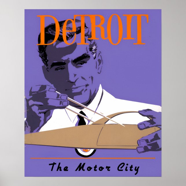 Póster Cartel de viaje de Detroit (Frente)