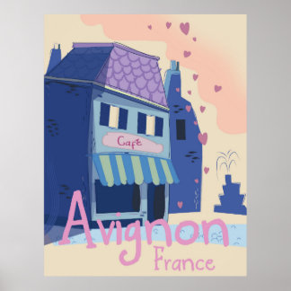 Póster Cartel de viaje de dibujos animados de Aviñón Fran