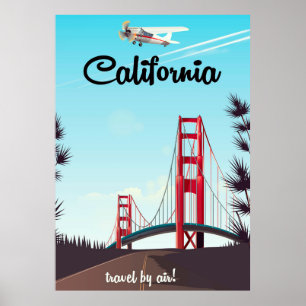 Póster Cartel de viaje de dibujos animados de California