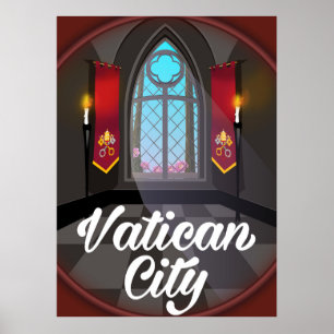 Póster cartel de viaje de dibujos animados de la ciudad d