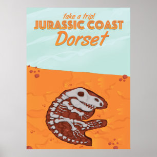 Póster Cartel de viaje de dibujos animados de la Costa Ju