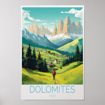 Cartel de viaje de Dolomitas Italia