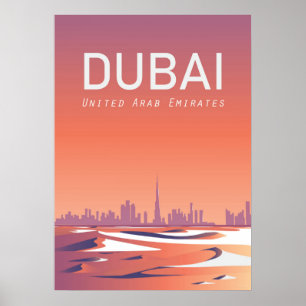 Póster Cartel de viaje de Dubai Emiratos Árabes Unidos