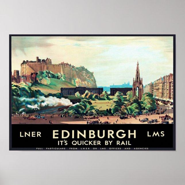Póster Cartel de Viaje de Edimburgo - Escocia (Frente)
