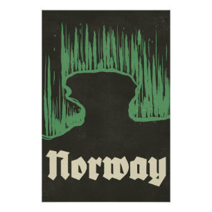 Póster Cartel de viaje de esquí a Noruega