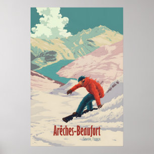 Póster Cartel de viaje de esquí de Areches Beaufort