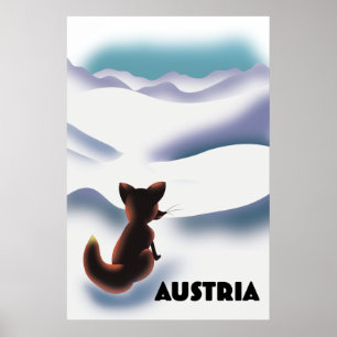 Póster Cartel de viaje de esquí de Austria
