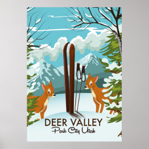 Póster Cartel de viaje de esquí de Deer Valley Park City