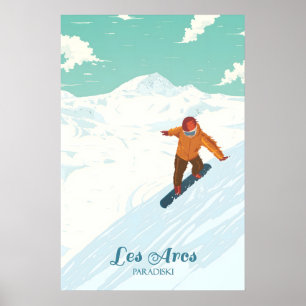 Póster Cartel de viaje de esquí de Les Arcs