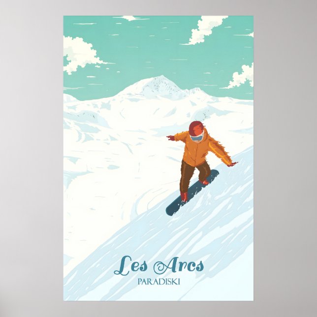 Póster Cartel de viaje de esquí de Les Arcs (Frente)