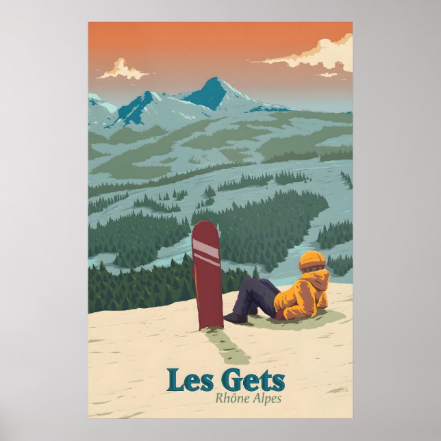 Póster Cartel de viaje de esquí de Les Gets (Frente)