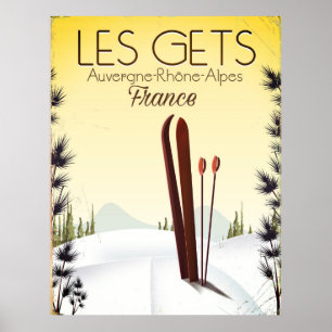 Póster Cartel de viaje de esquí de Les Gets Francia
