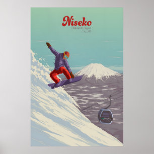 Póster Cartel de viaje de esquí de Niseko Japón