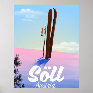 Póster Cartel de viaje de esquí de Söll, Austria