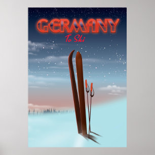 Póster Cartel de viaje de esquí en hielo de Alemania