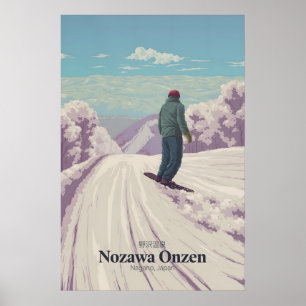 Póster Cartel de viaje de esquí en Nozawa Onsen Japón