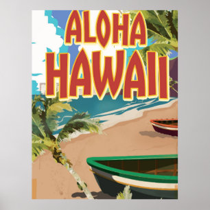 Póster Cartel de viaje de estilo vintage de Aloha Hawaii