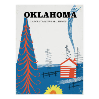 Póster Cartel de viaje de estilo vintage de Oklahoma.