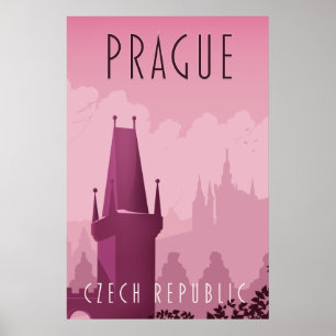 Póster Cartel de viaje de estilo vintage de Praga Repúbli