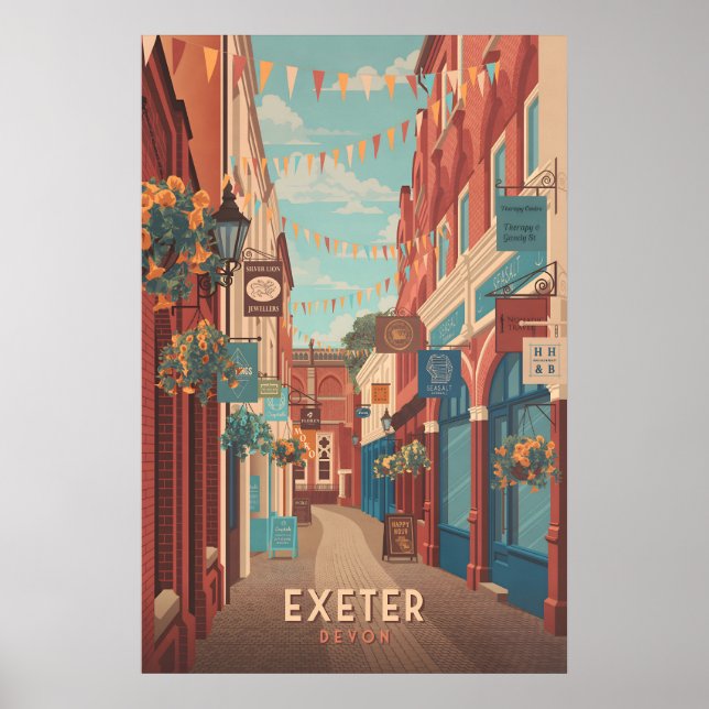 Póster Cartel de viaje de Exeter Devon (Frente)