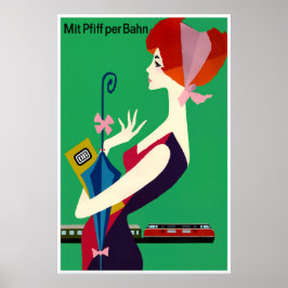 Póster Cartel de viaje de Ferrocarriles Federales Alemane