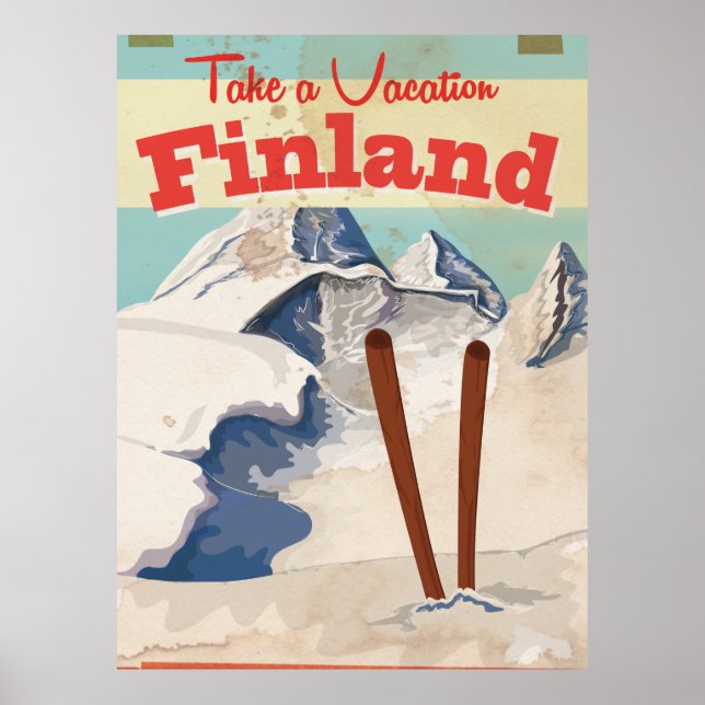 Póster Cartel de viaje de Finlandia de época (Frente)
