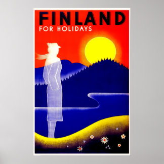 Póster Cartel de viaje de Finlandia de época