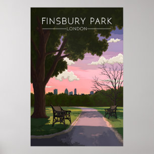 Póster Cartel de viaje de Finsbury Park Londres