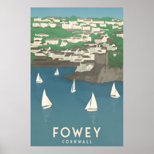 Póster Cartel de viaje de Fowey Cornwall