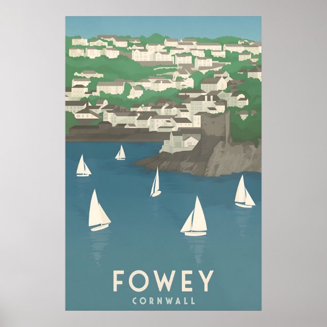 Póster Cartel de viaje de Fowey Cornwall (Frente)